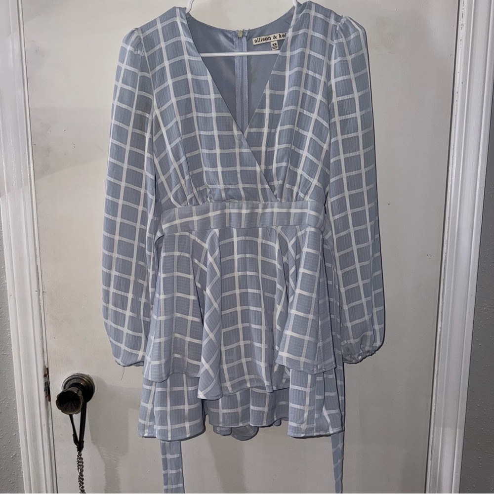 Light Blue Checkered romper